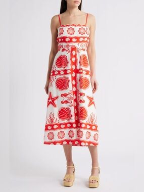 moon river ivory knit midi dress Cotton Square-Neck Midi Dress by Moon River in White, Size: Large at Anthropologie